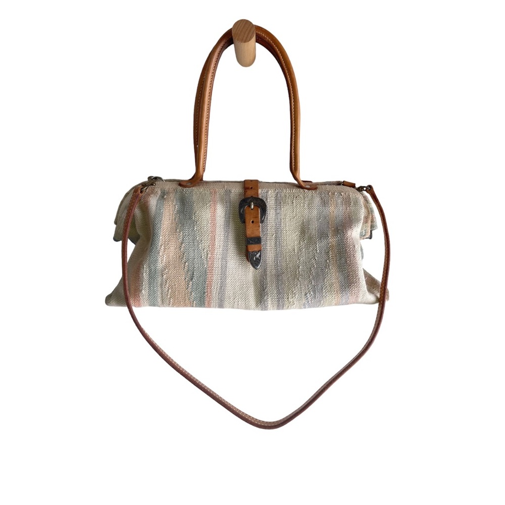 Vintage Kilim Rug & Leather - Carpet Bag by The Elephant Walk